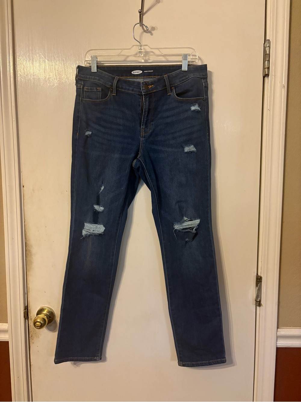 Woman’s Old Navy Dark Blue Distressed Skinny Jeans size 10